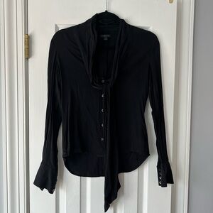Rachel Zoe Silk Black Button-Up Blouse
